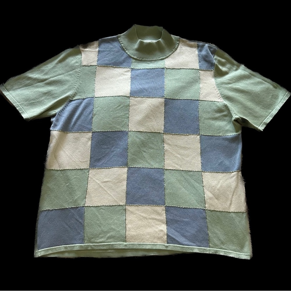 Vintage 90s Pendleton Silk / Nylon Patchwork Top … - image 1
